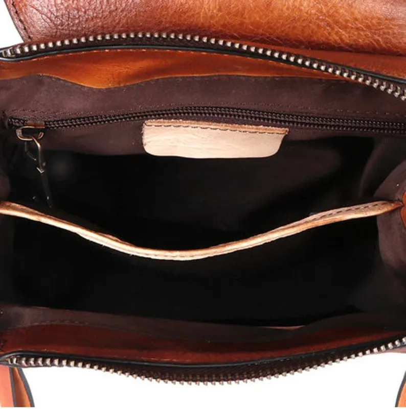 Retro Design Female High Quality Leather Rucksack Backpack