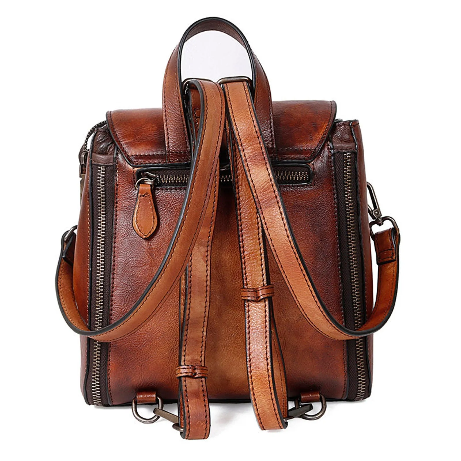 Retro Design Female High Quality Leather Rucksack Backpack