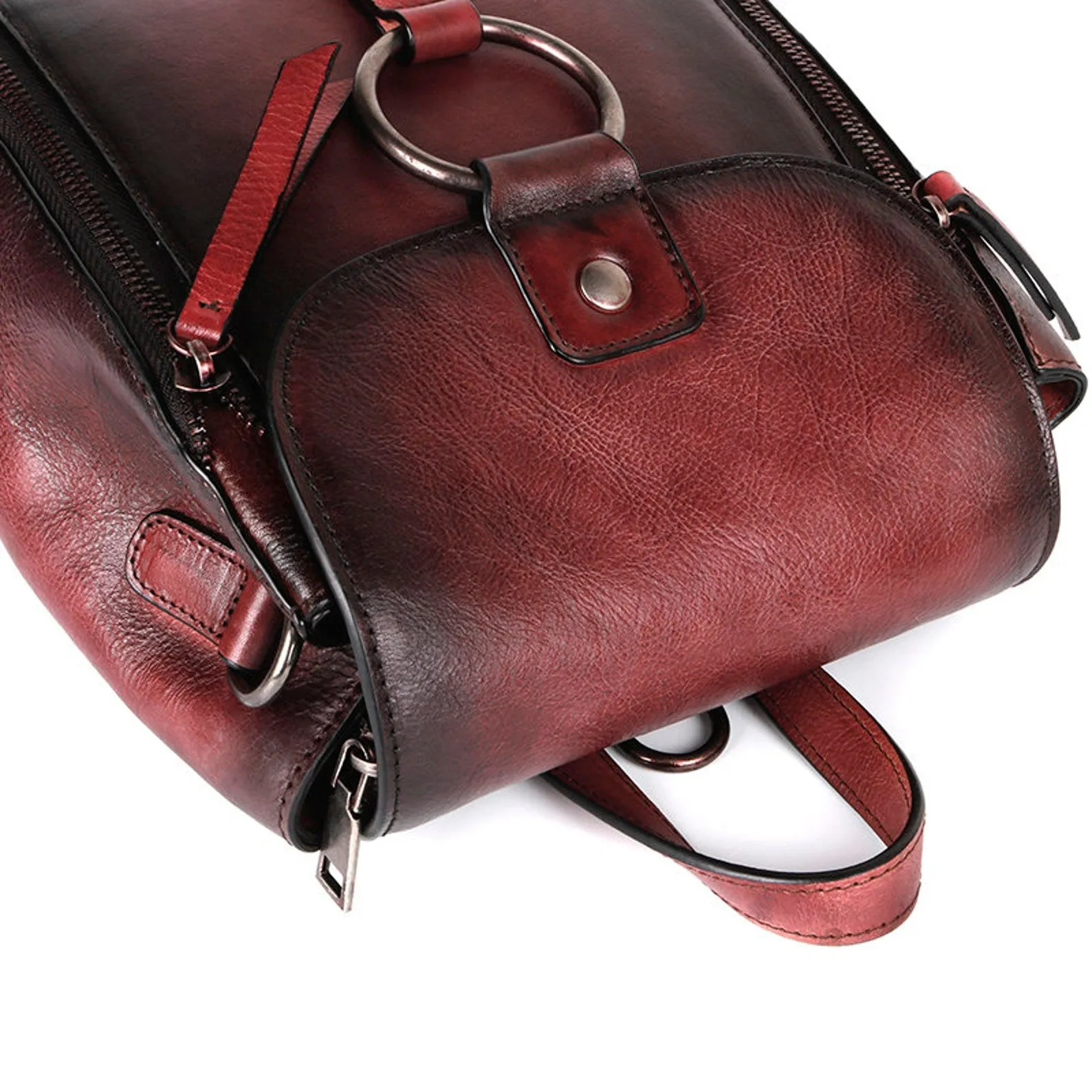 Retro Design Female High Quality Leather Rucksack Backpack