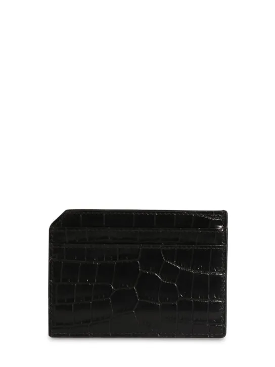Saint Laurent   Tiny Cassandre croc embossed card case 