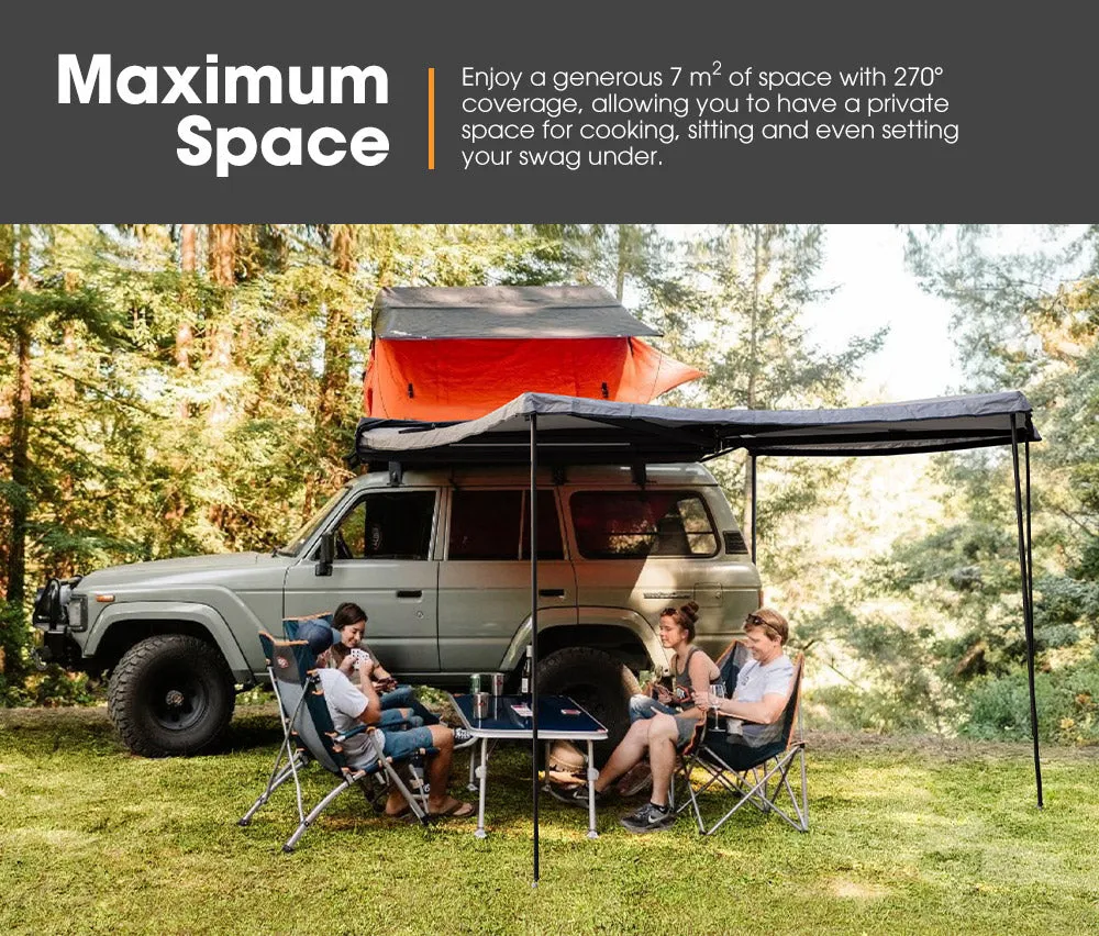 San Hima 270 Degree Free-Standing Awning 600D Double-Ripstop Oxford UPF50  4X4