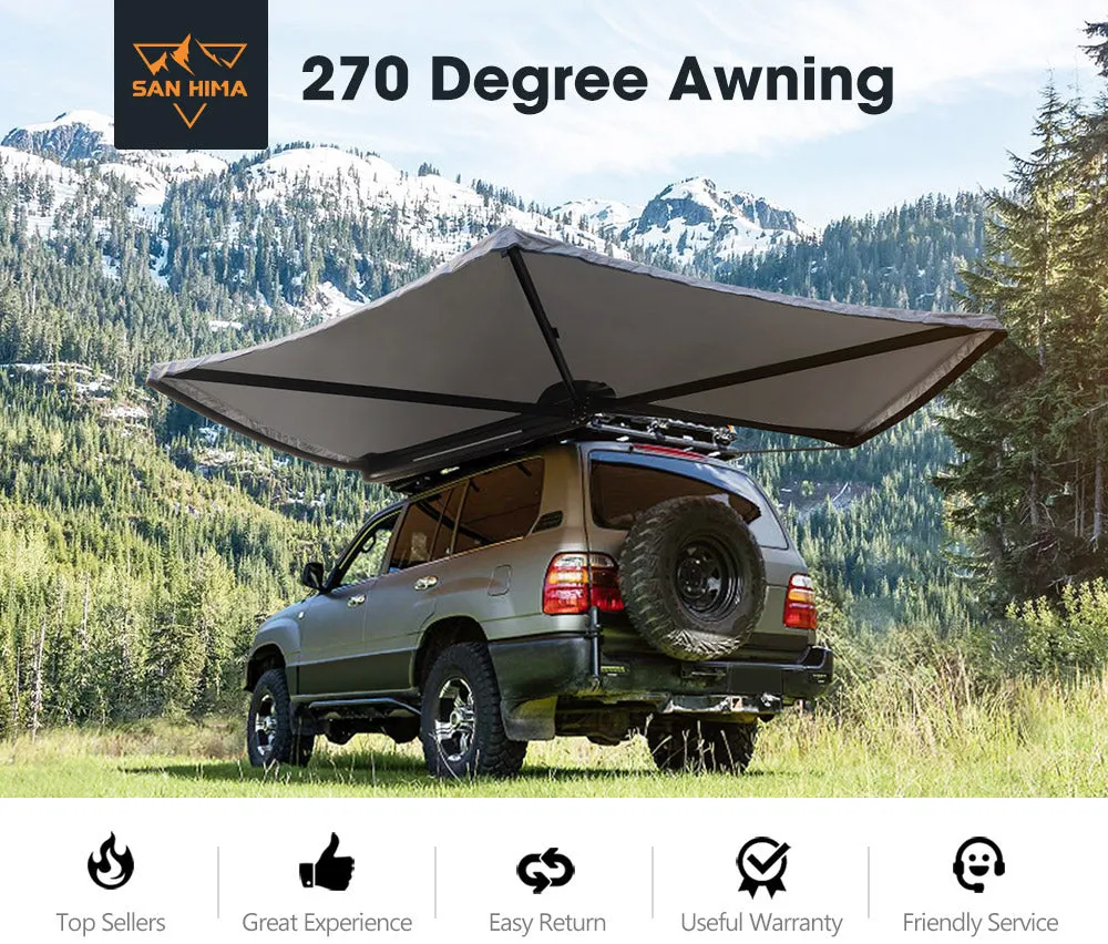 San Hima 270 Degree Free-Standing Awning 600D Double-Ripstop Oxford UPF50  4X4