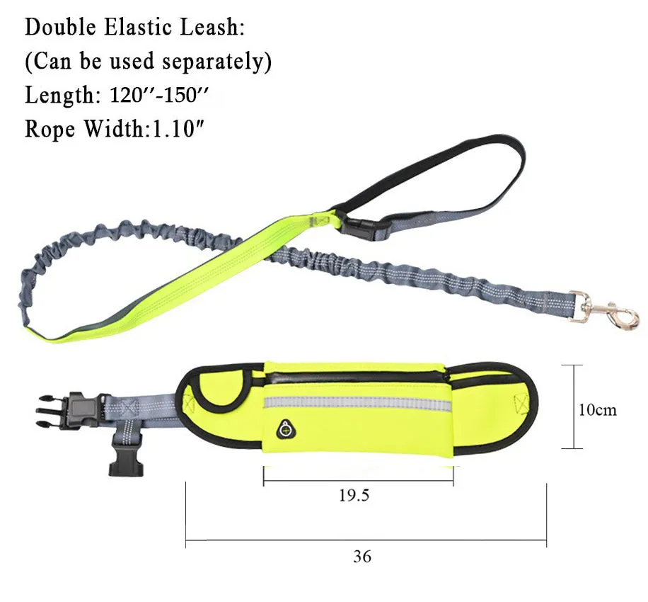 SOGA 2X Yellow Adjustable Hands Free Pet Leash Bag Dog Lead Walking Running Jogging Pet Essentials