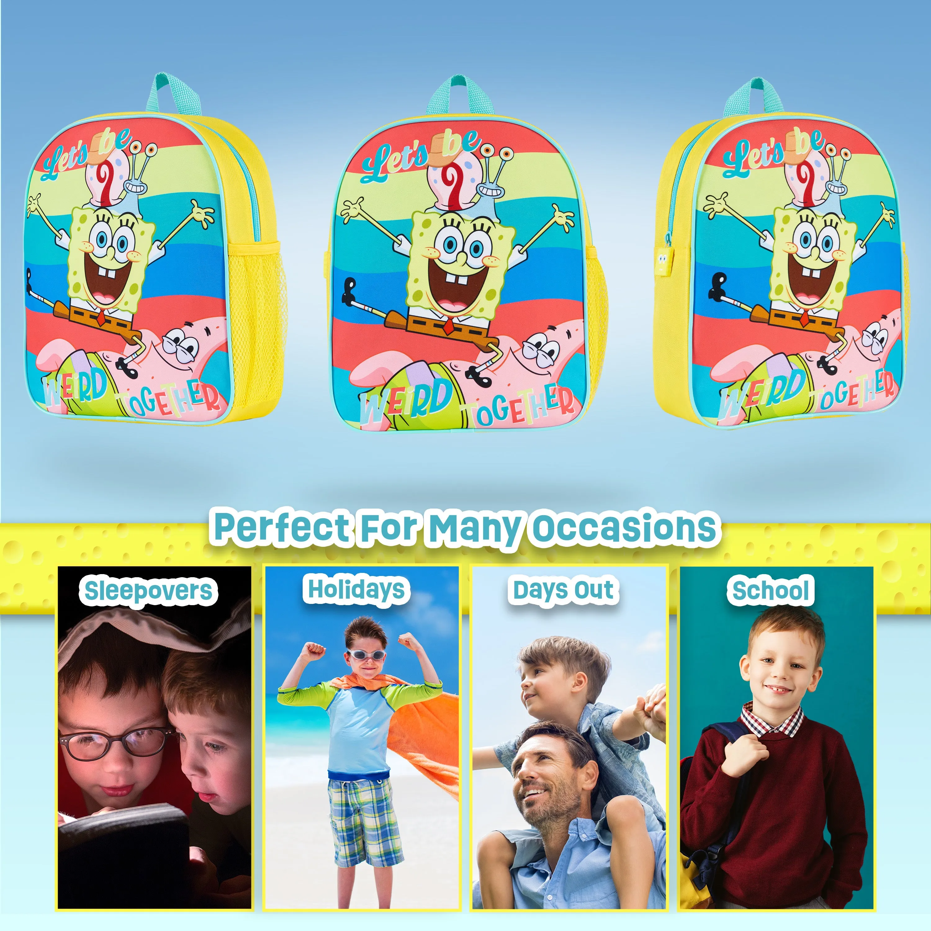 SPONGEBOB SQUAREPANTS Backpack for Kids and Toddlers, School Bag Boys