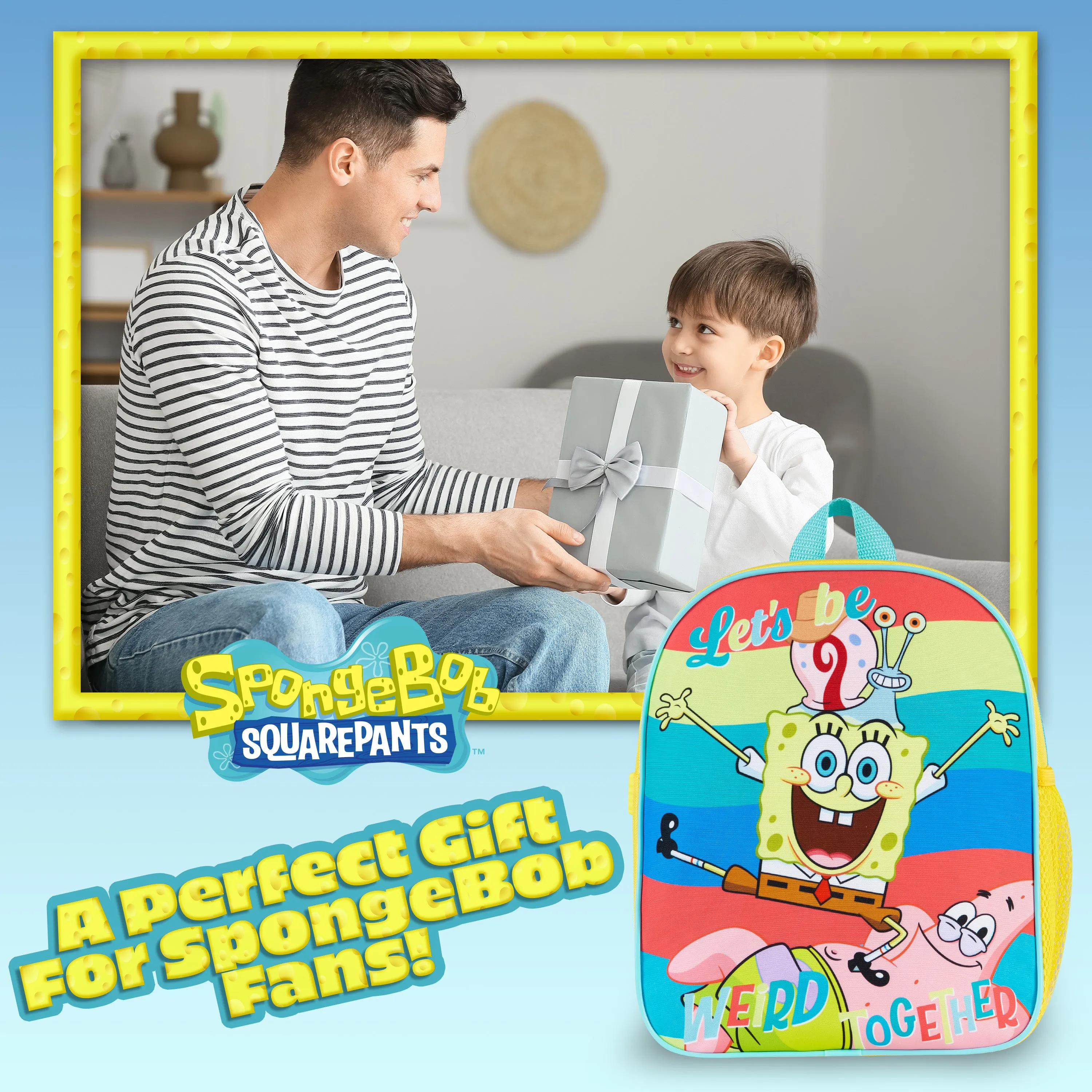 SPONGEBOB SQUAREPANTS Backpack for Kids and Toddlers, School Bag Boys