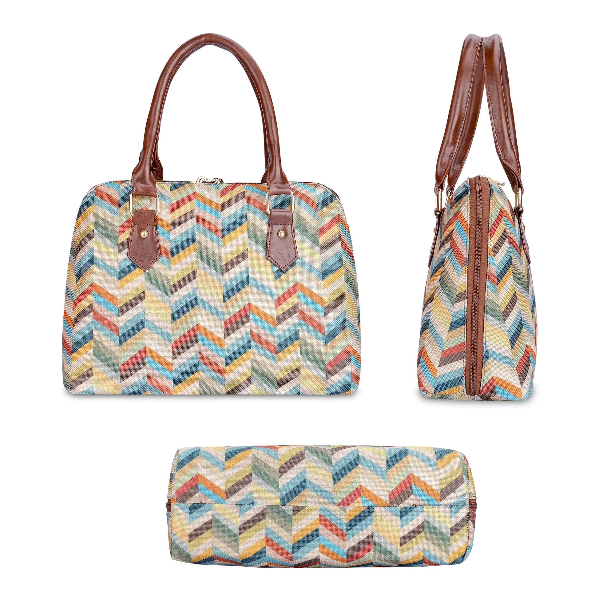 THE CLOWNFISH Montana Series Handbag for Women Office Bag Ladies Purse Shoulder Bag Tote For Women College Girls (Multicolour-Rainbow)