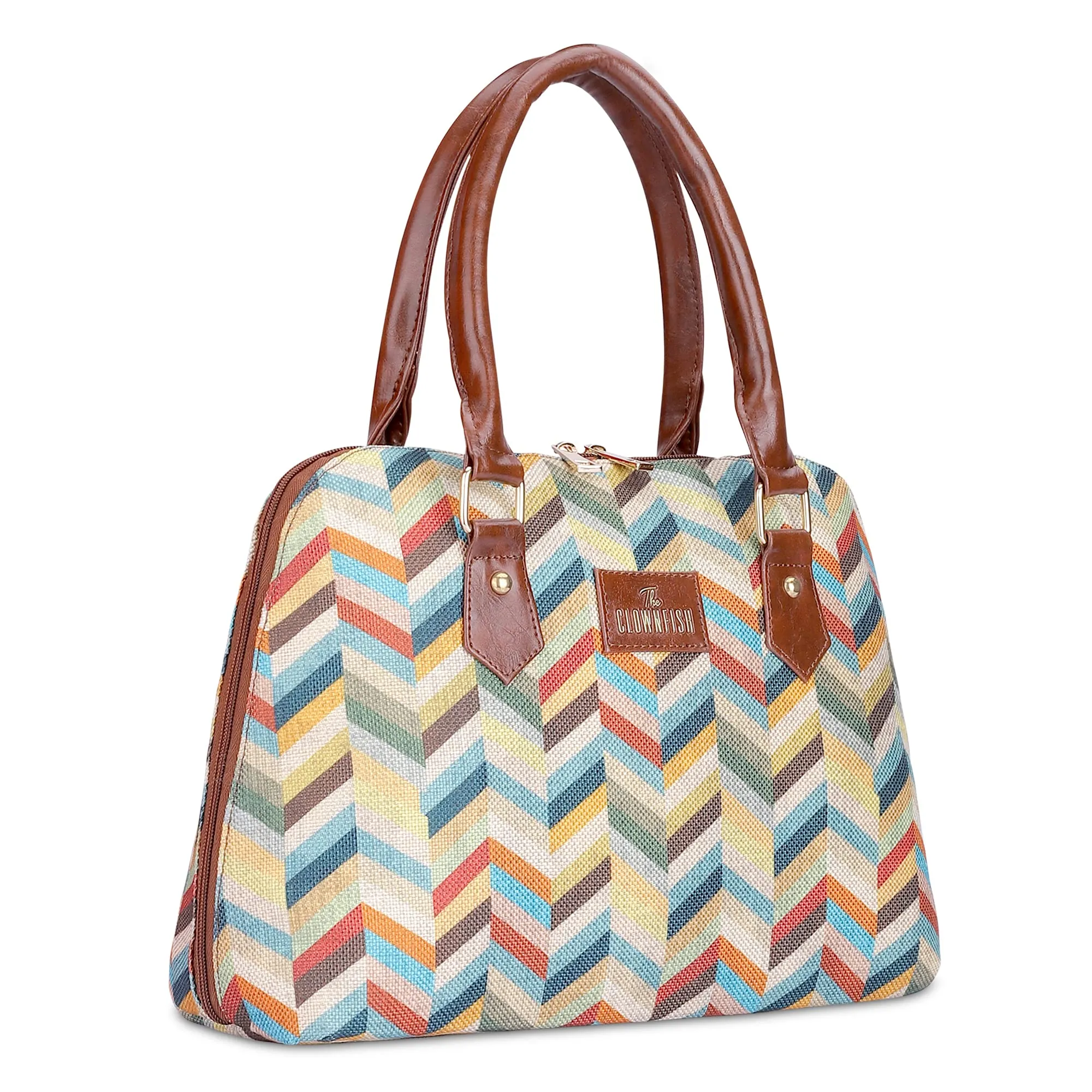 THE CLOWNFISH Montana Series Handbag for Women Office Bag Ladies Purse Shoulder Bag Tote For Women College Girls (Multicolour-Rainbow)