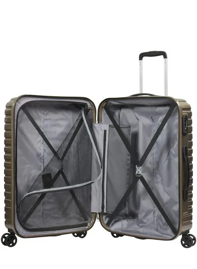 Wheeled Unisex Hard Shell Luggage Trolley Makrolon Lightweight 4 Quiet Double spinner Wheel Suitcase with TSA lock KH53M Coffee