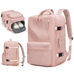 Women Travel Minimalist Backpack - Travel Backpack With USB Charging Port And Shoes Compartment