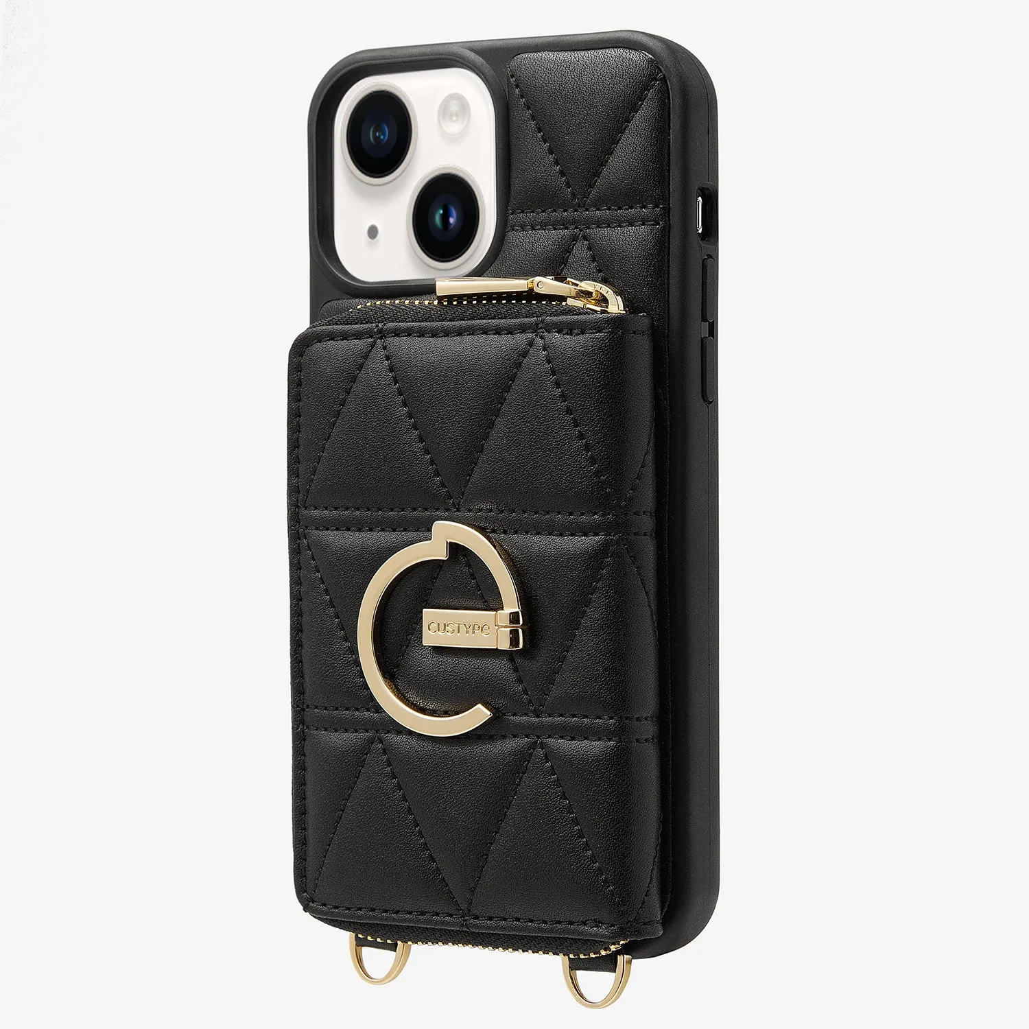 ZipPouch- E-stand Wallet Phone Case- Lychee Leather