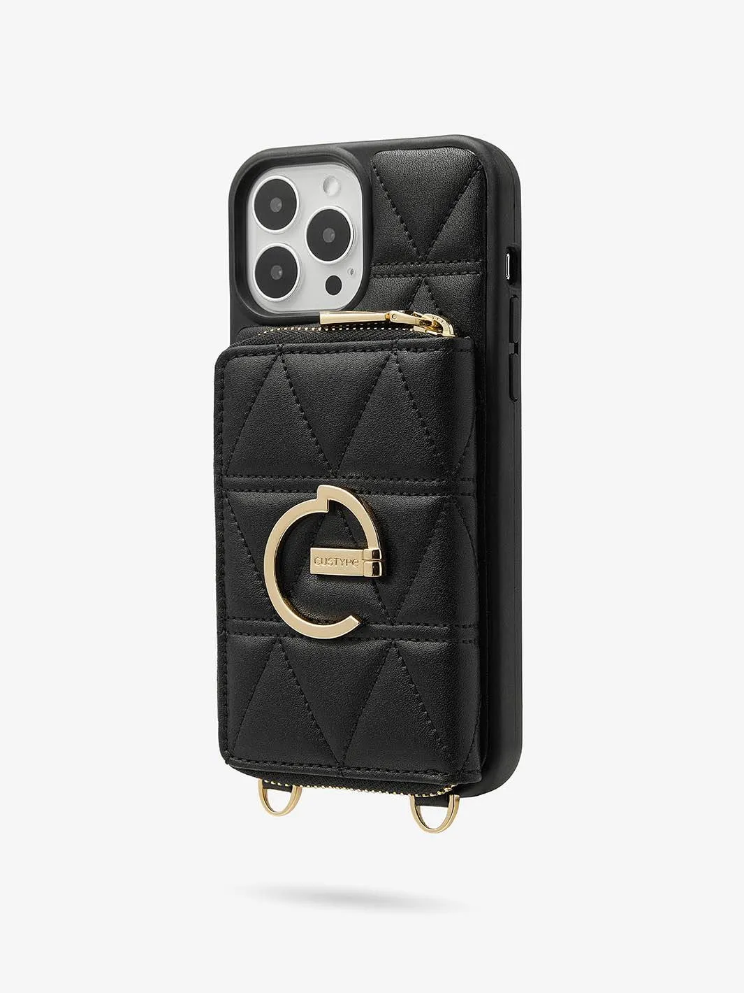 ZipPouch- E-stand Wallet Phone Case- Lychee Leather
