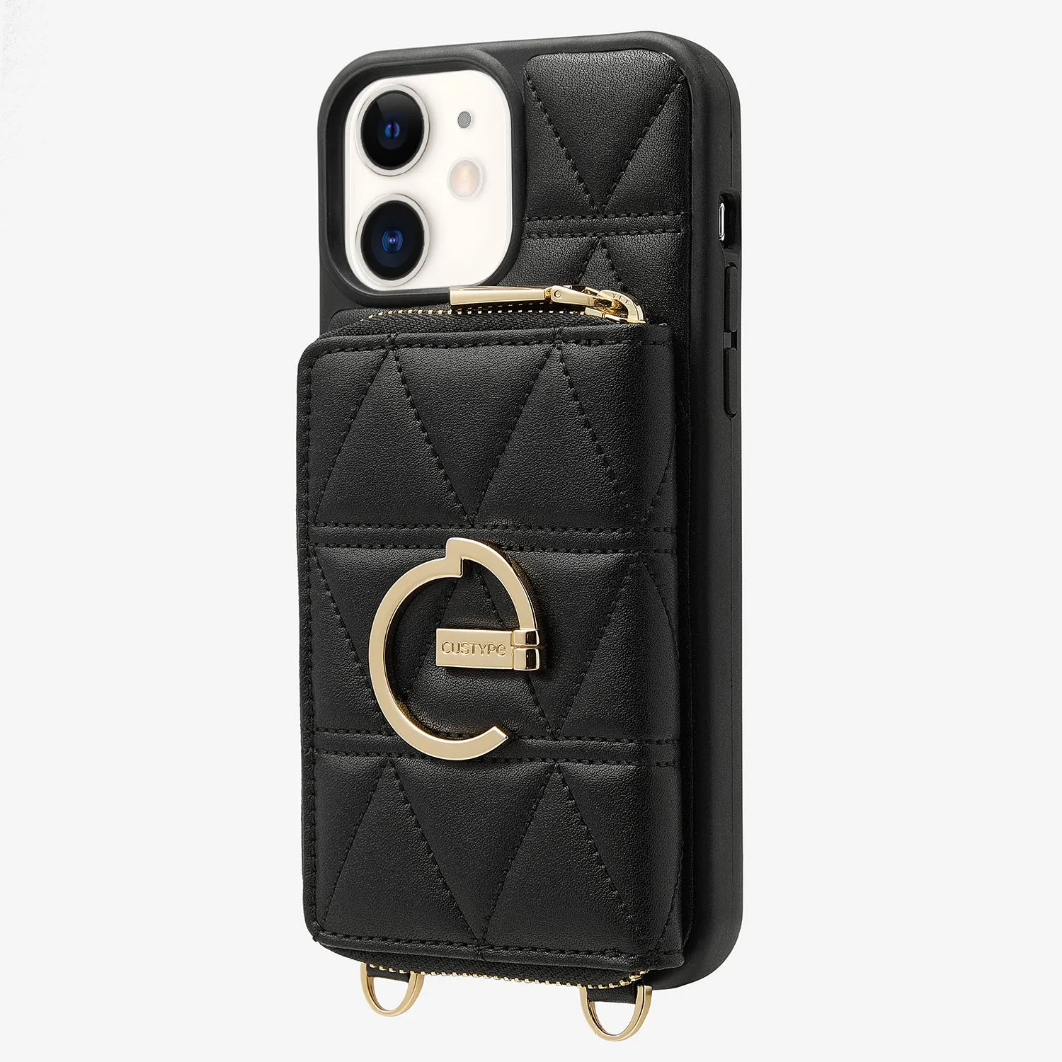 ZipPouch- E-stand Wallet Phone Case- Lychee Leather