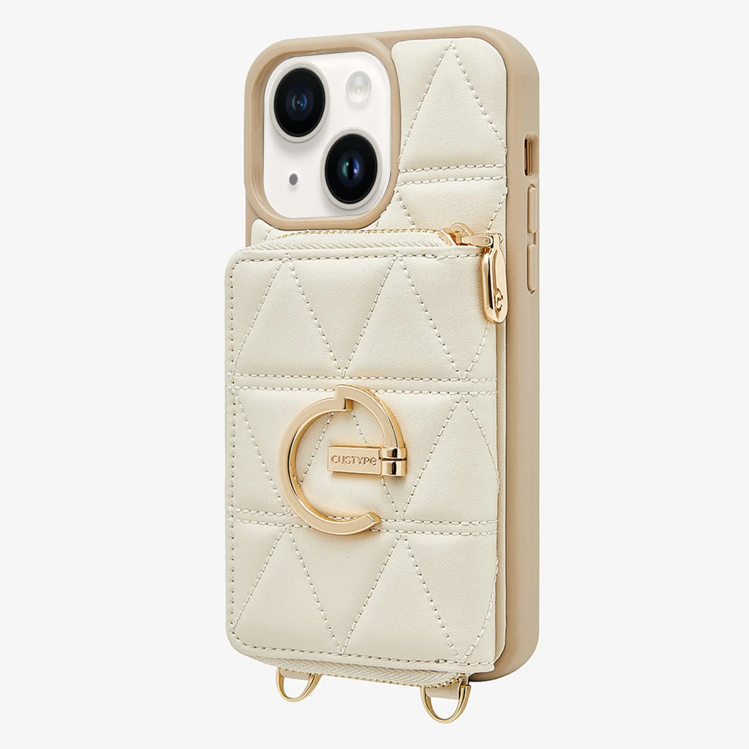 ZipPouch- E-stand Wallet Phone Case- Lychee Leather