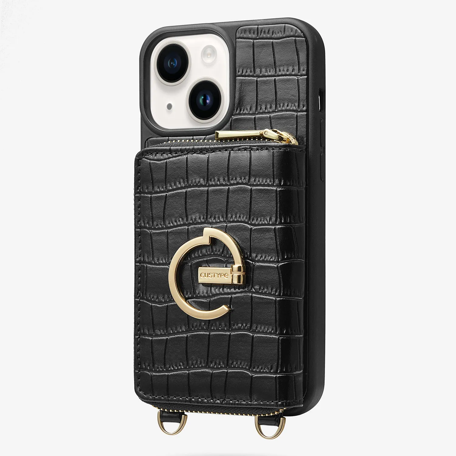 ZipPouch- E-stand Wallet Phone Case- Lychee Leather