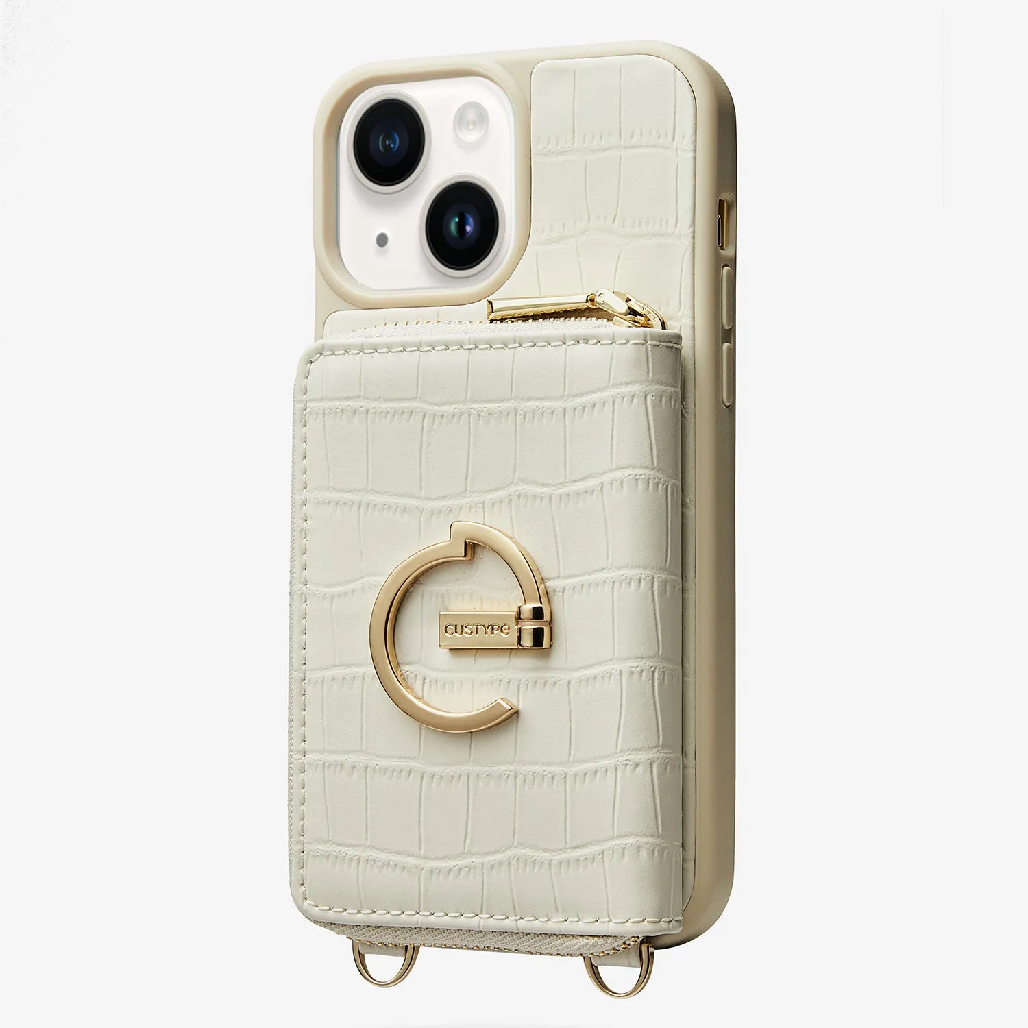 ZipPouch- E-stand Wallet Phone Case- Lychee Leather