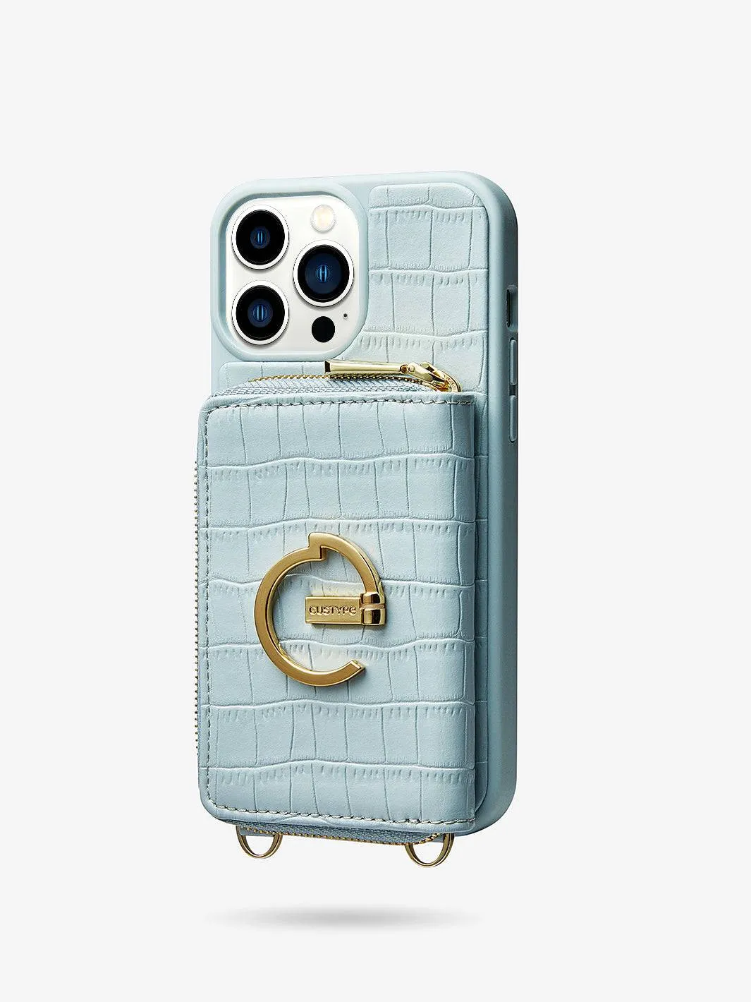 ZipPouch- E-stand Wallet Phone Case- Lychee Leather