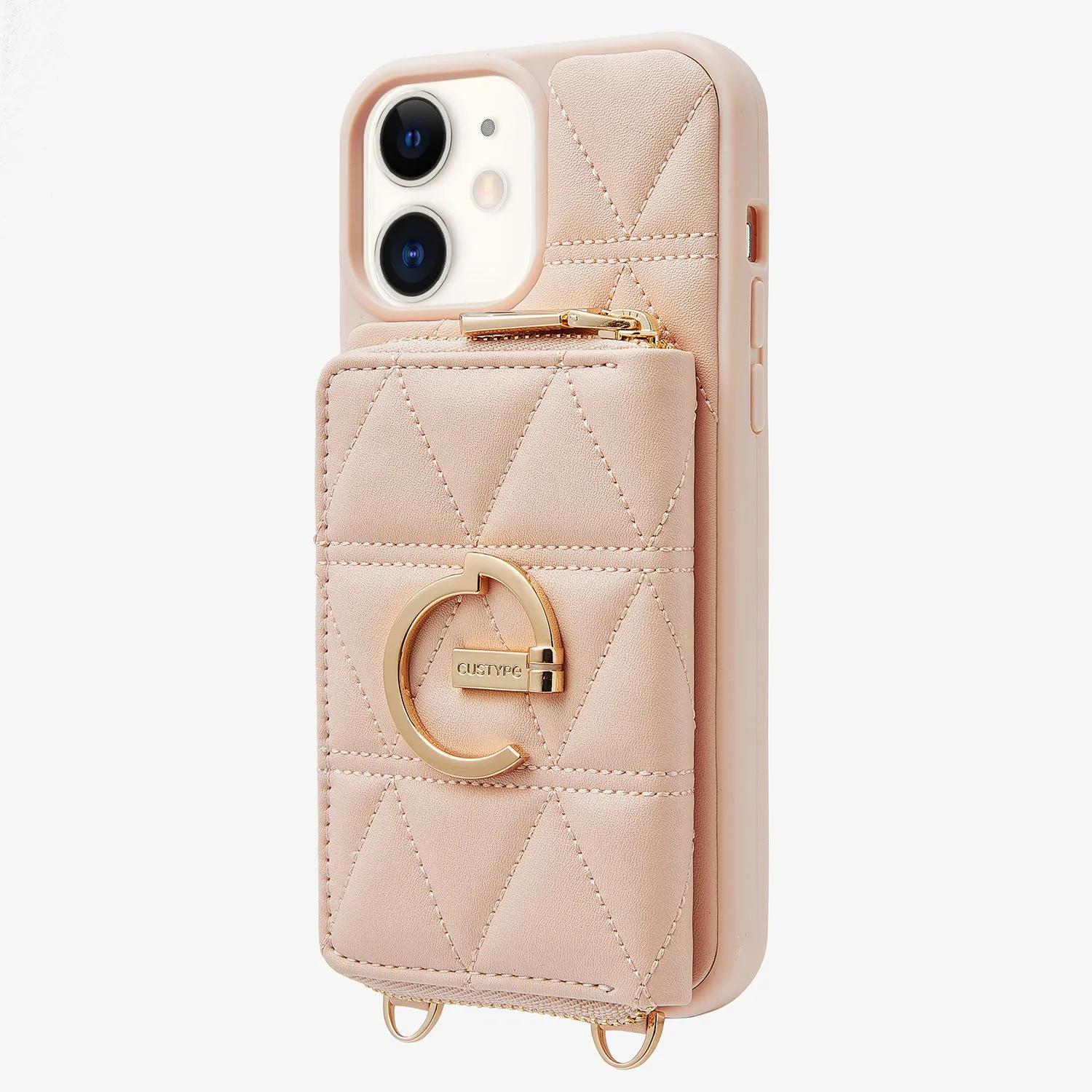 ZipPouch- E-stand Wallet Phone Case- Lychee Leather