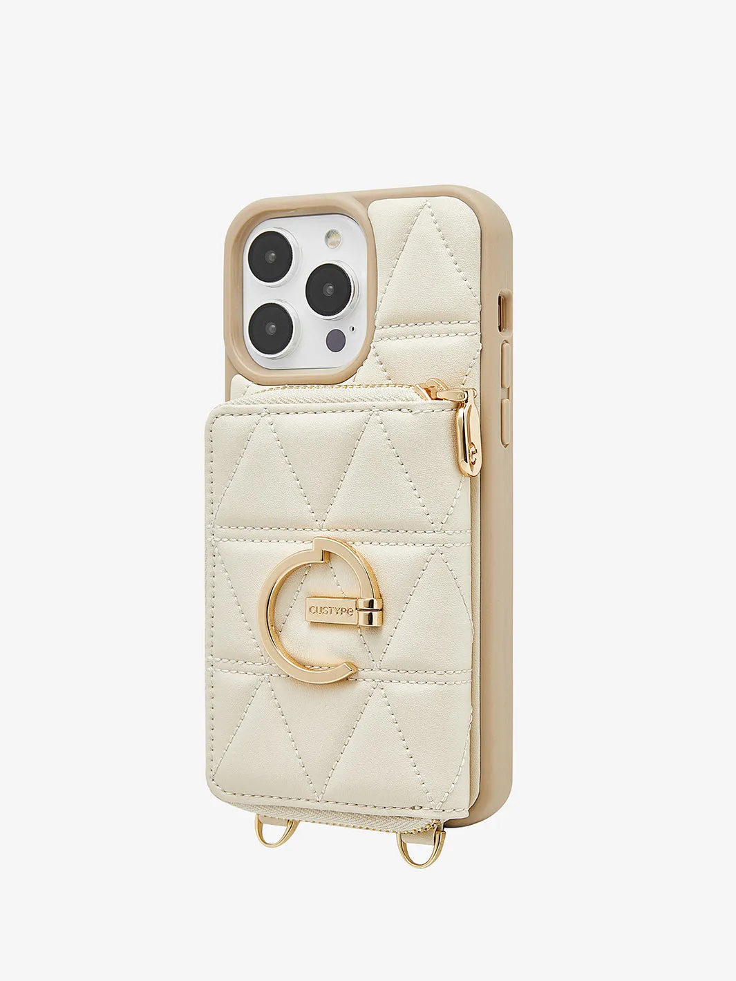 ZipPouch- E-stand Wallet Phone Case- Lychee Leather